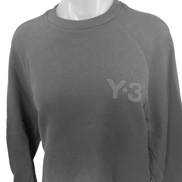Y-3 Womens Black Long Sleeve Logo Crew Neck Cozy Sweater Sweatshirt Top Size M - Picture 10 of 14